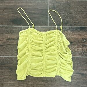 Free People Scrunched Lime Green Camisole Tank Top